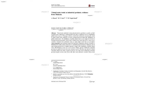 Virtual water trade in industrial products: evidence from Malaysia